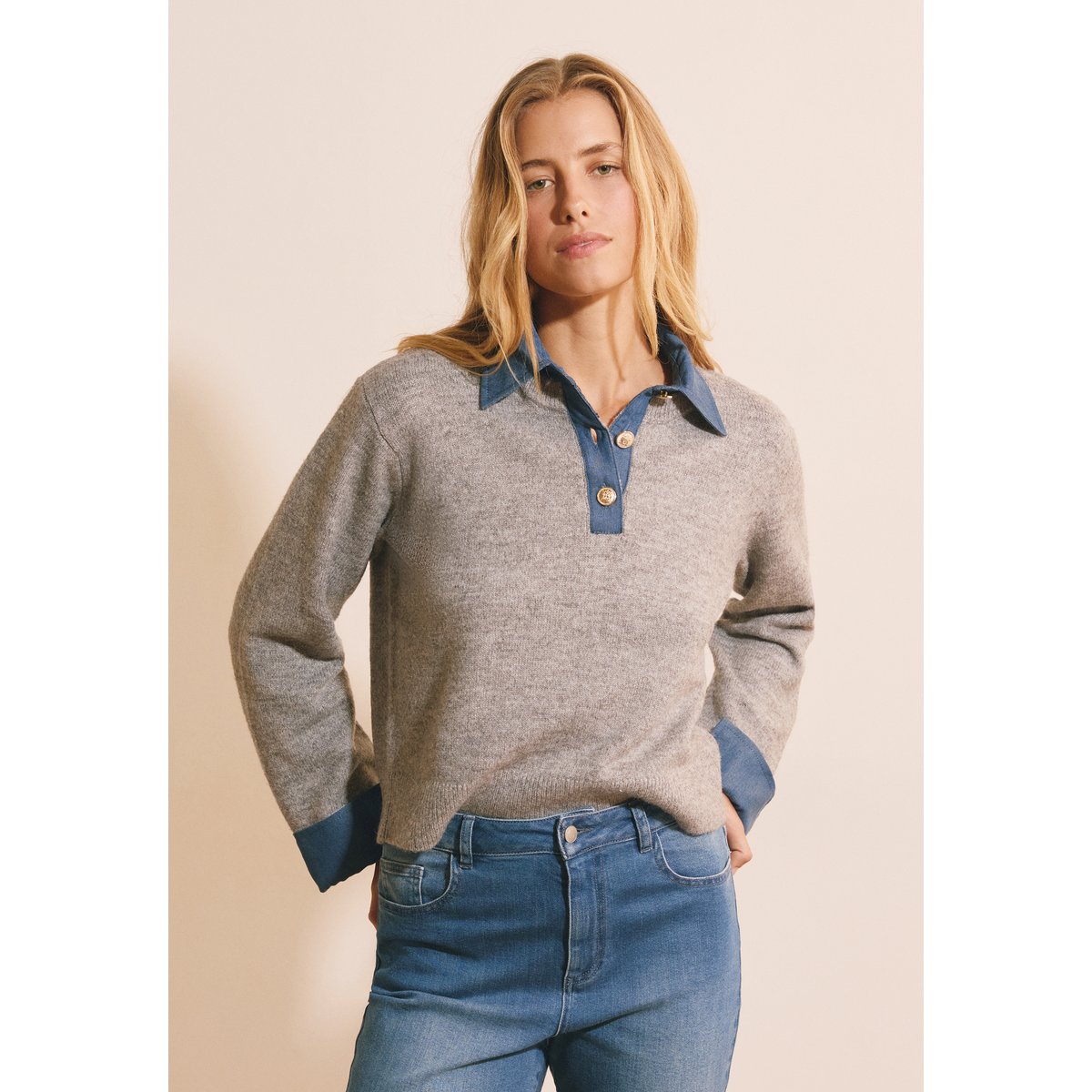 ETAM PULL SUNNY - PULL COL POL gris, ETAM