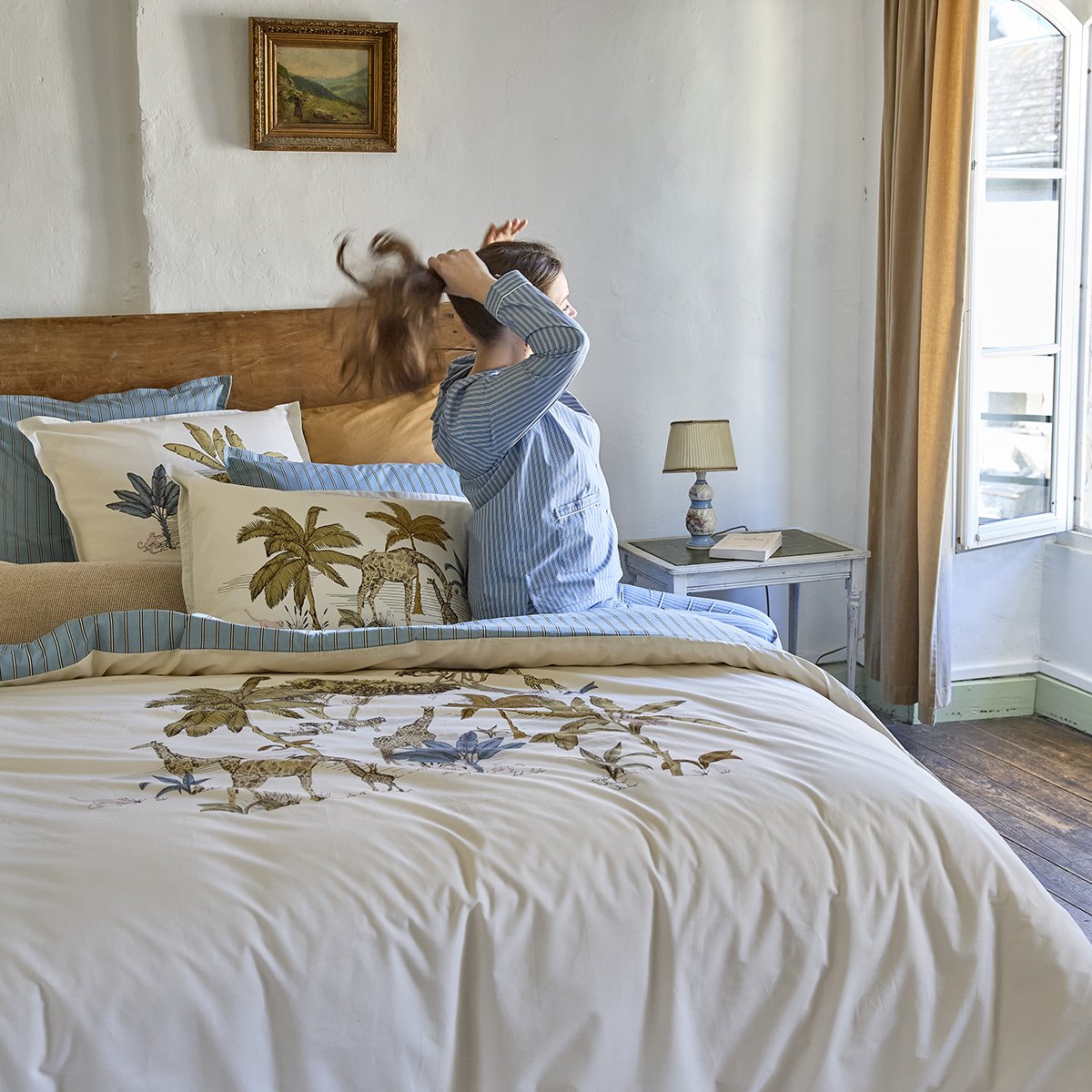 Housse de couette imprimée L'OASIS beige doux, SYLVIE THIRIEZ