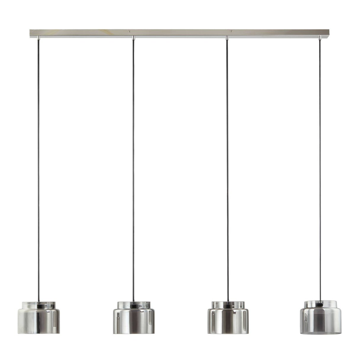 Suspension en verre design, Diano gris fumé, chrome, LUCANDE