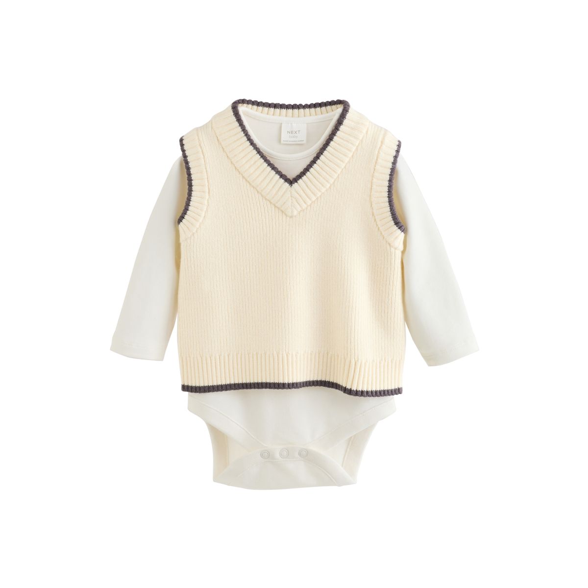 Ensemble bébé débardeur, body et pantalon gris anthracite/crème, NEXT