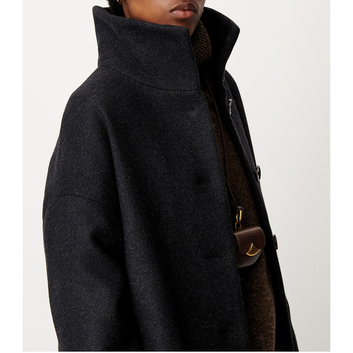 Paradise wool blend mid-length coat dark grey, SESSUN
