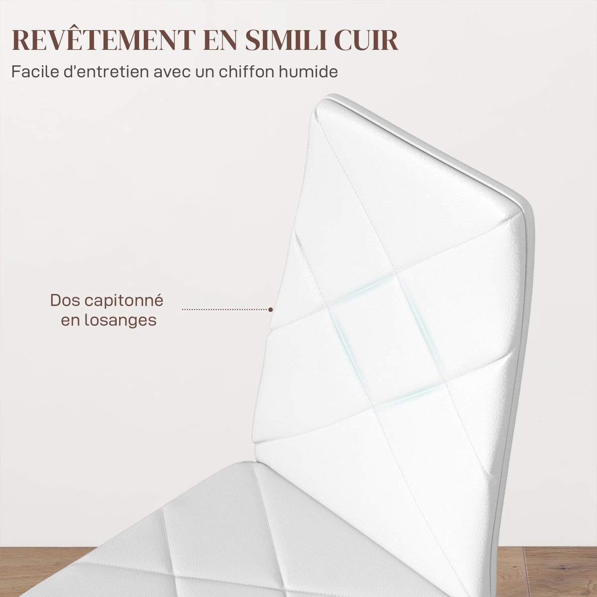 Chaise de salle à manger Revêtement blanc, HOMCOM