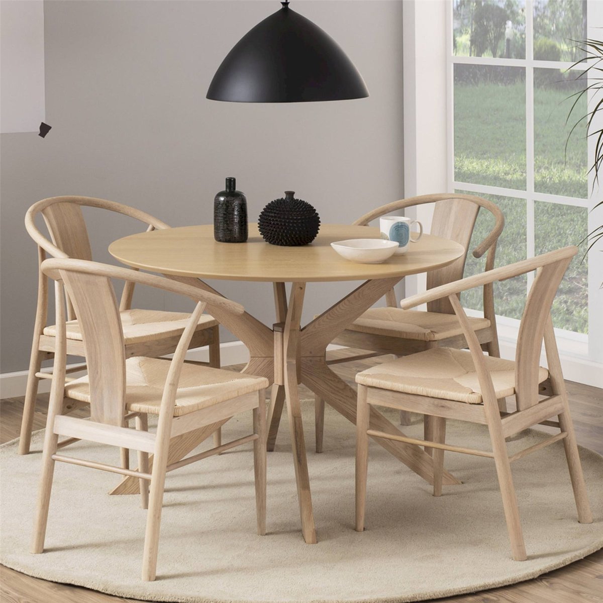 Chaise ABSOLUTNO en bois, Assise tressée chêne huilé clair et assise beige, RECOLLECTION