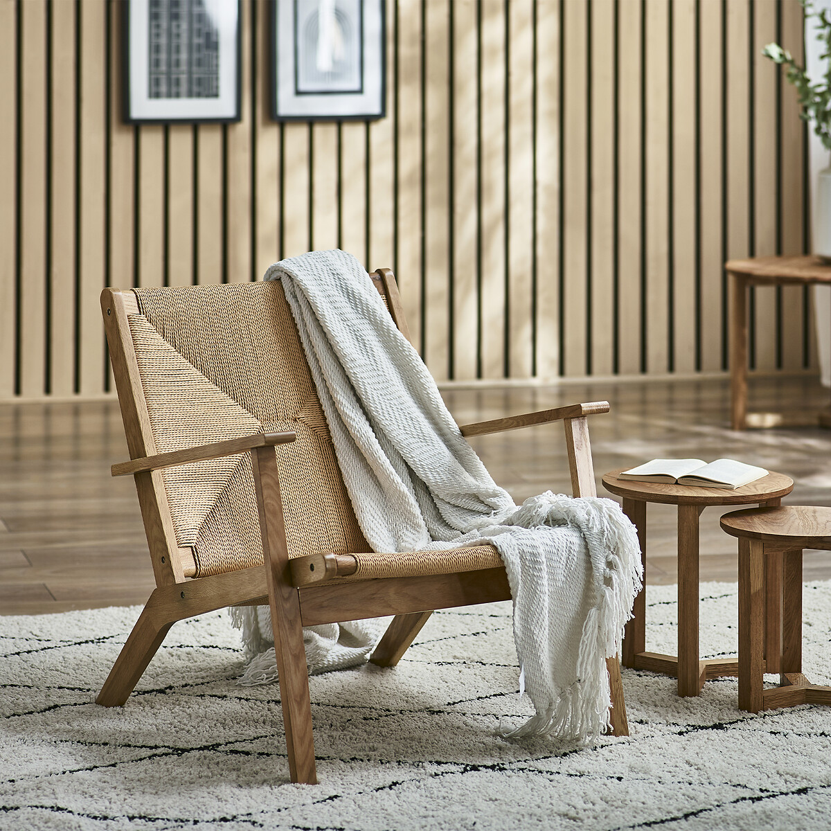 Ophelia Boho Oak Accent Chair oak, SO'HOME