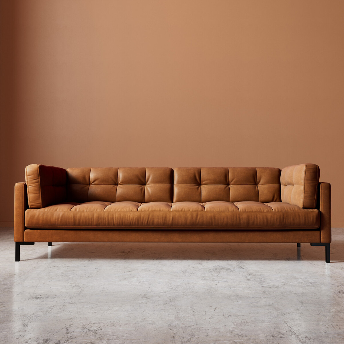 Landau Smart Leather 2/3/4 Seater Sofa tan, SWOON