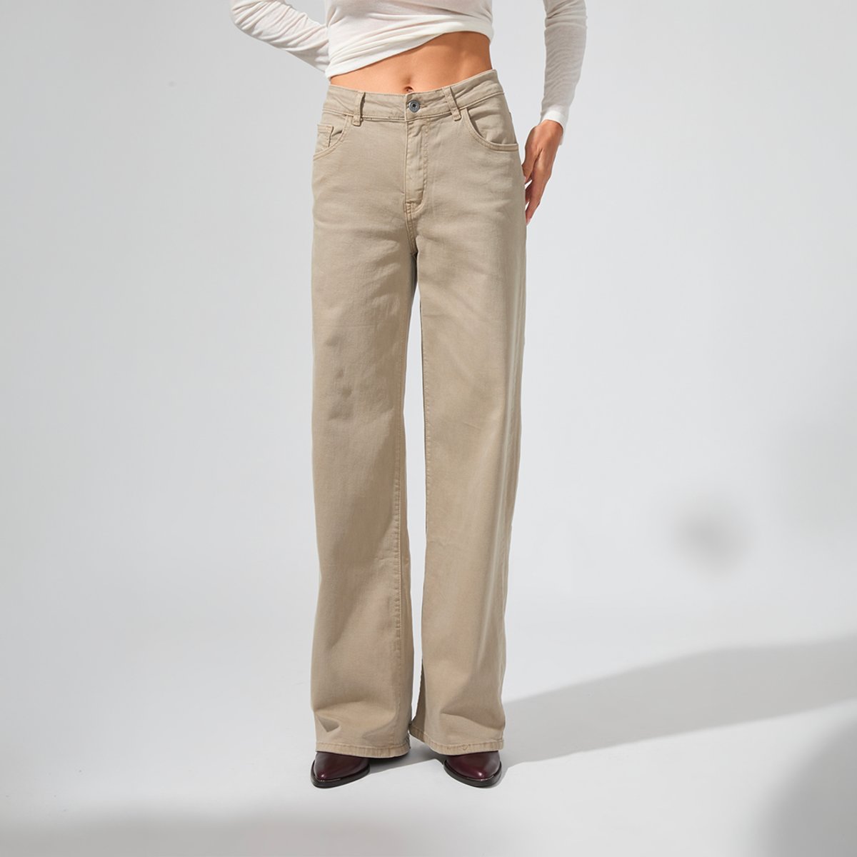 Jean droit taille haute ALAMO beige, BENOA