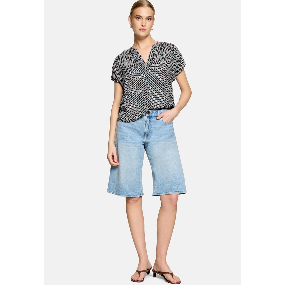 T-shirt façon blouse à imprimé brown/cream, ZERO