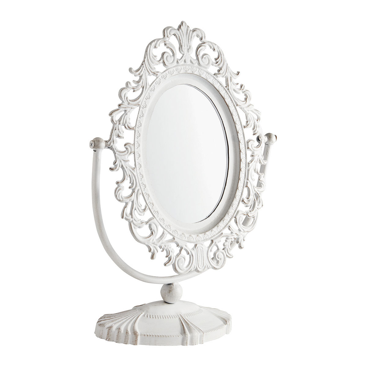 Miroir sur pied Rosalie en métal blanchi blanc antique, MATHILDE M