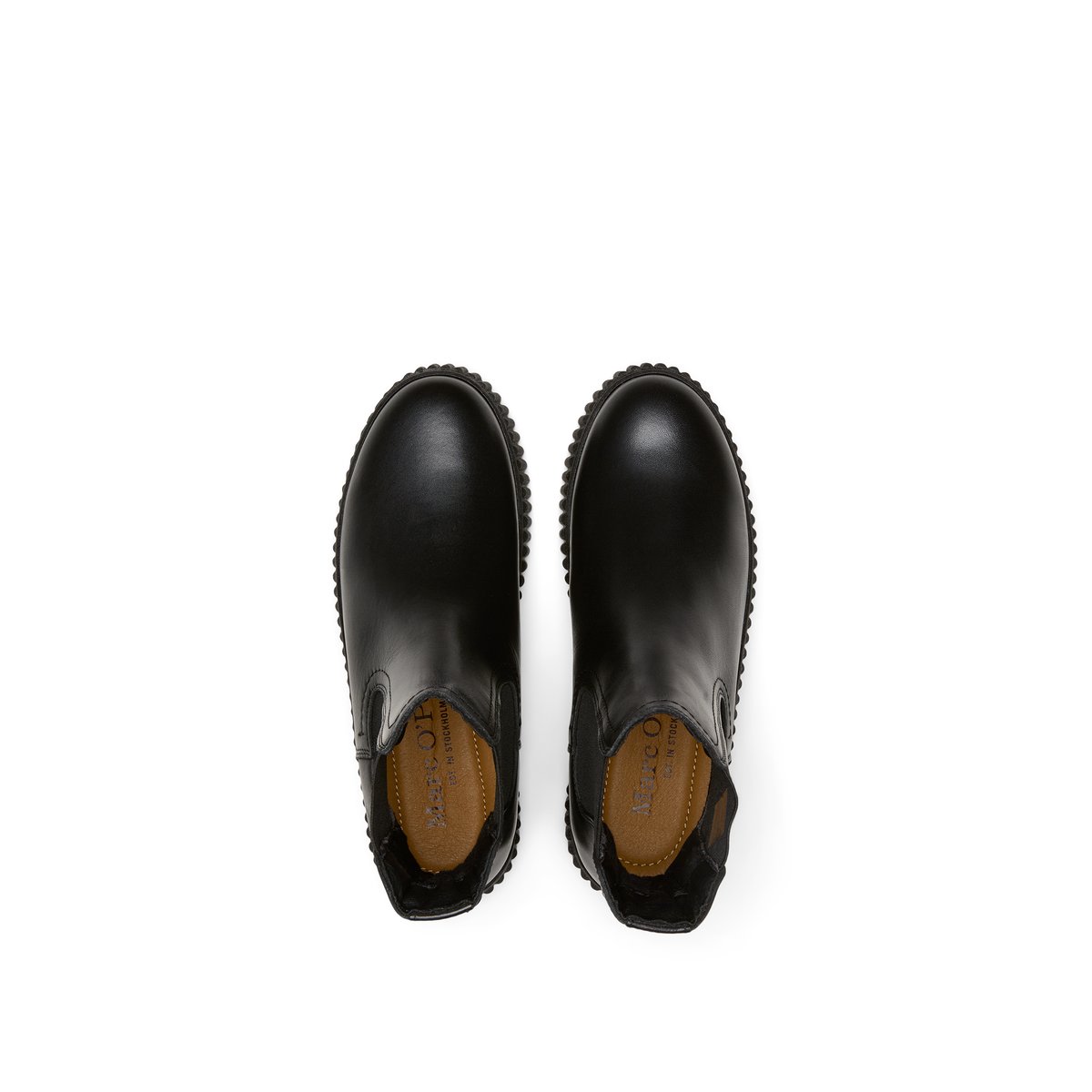 Bottines Chelsea modèle Bianca en cuir de vachette souple noir, MARC O'POLO