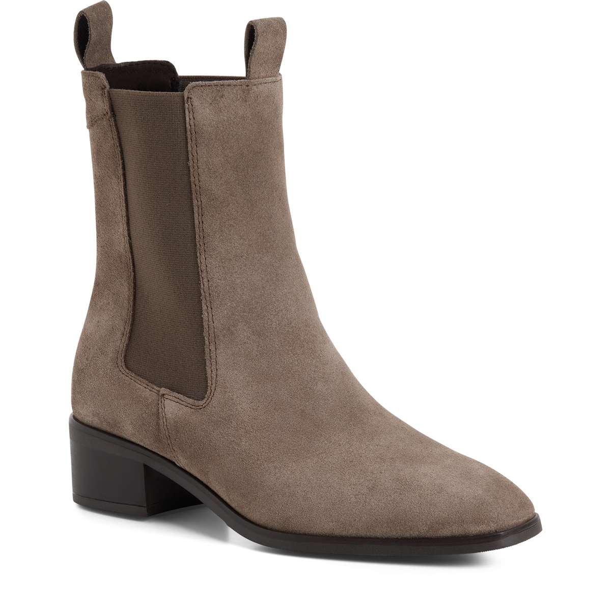 Bottine Chelsea en cuir marron taupe suède, TAMARIS