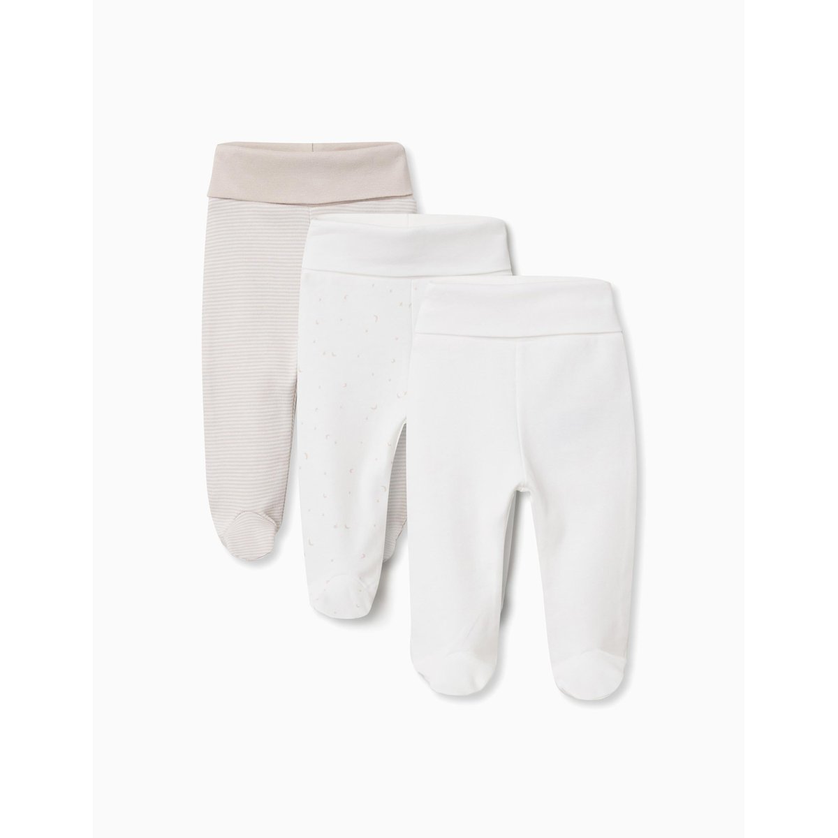 Lot de 3 pantalons à pieds en coton blanc, ZIPPY