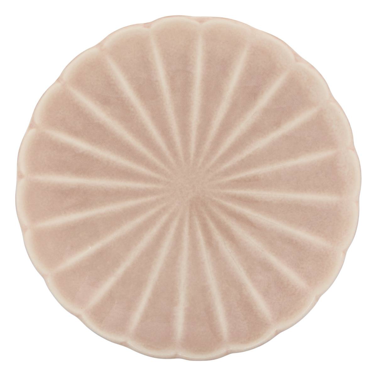 Lot de 4 assiettes à pain ronde en grès ROMY rose, ATMOSPHERA