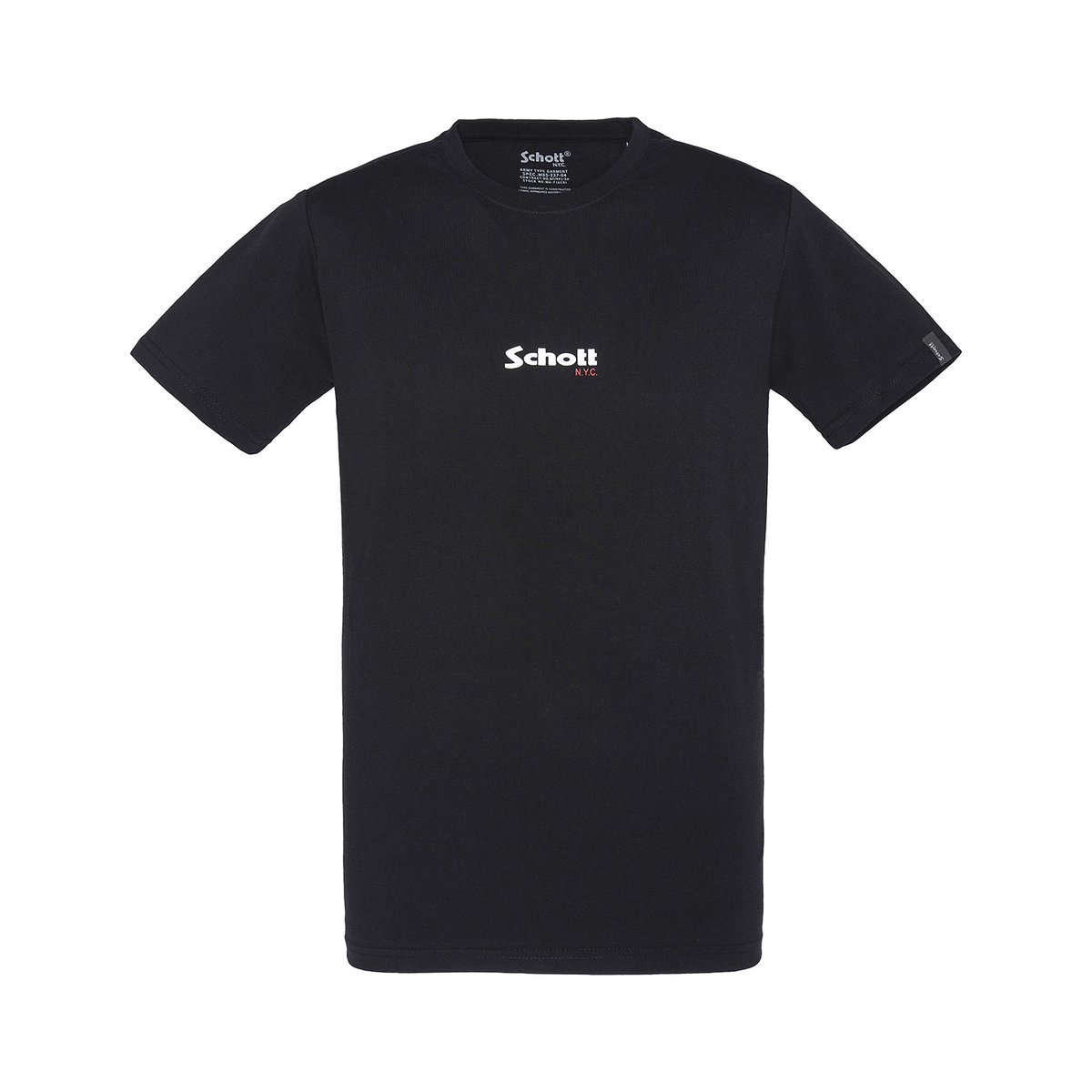Lot De 2 T-shirt Col Rond Logo Schott noir + gris chiné, SCHOTT