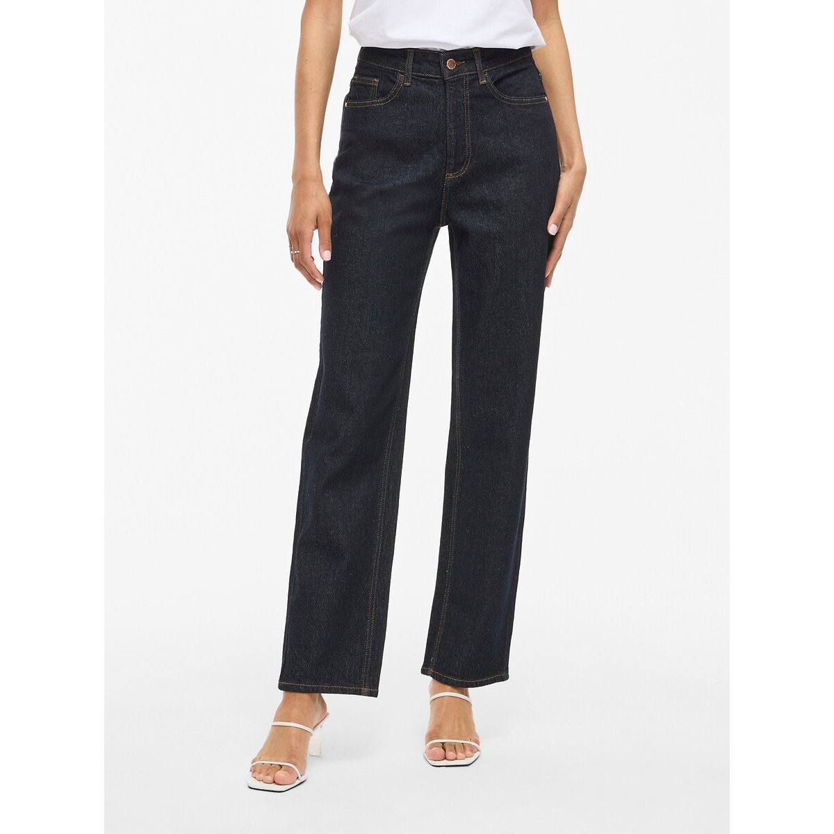 Jean regular, droit taille haute denim dark blue, VILA