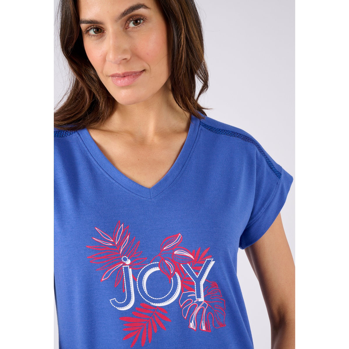 Pyjama 7/8ème Climatyl en maille jersey bleu feuillage, DAMART
