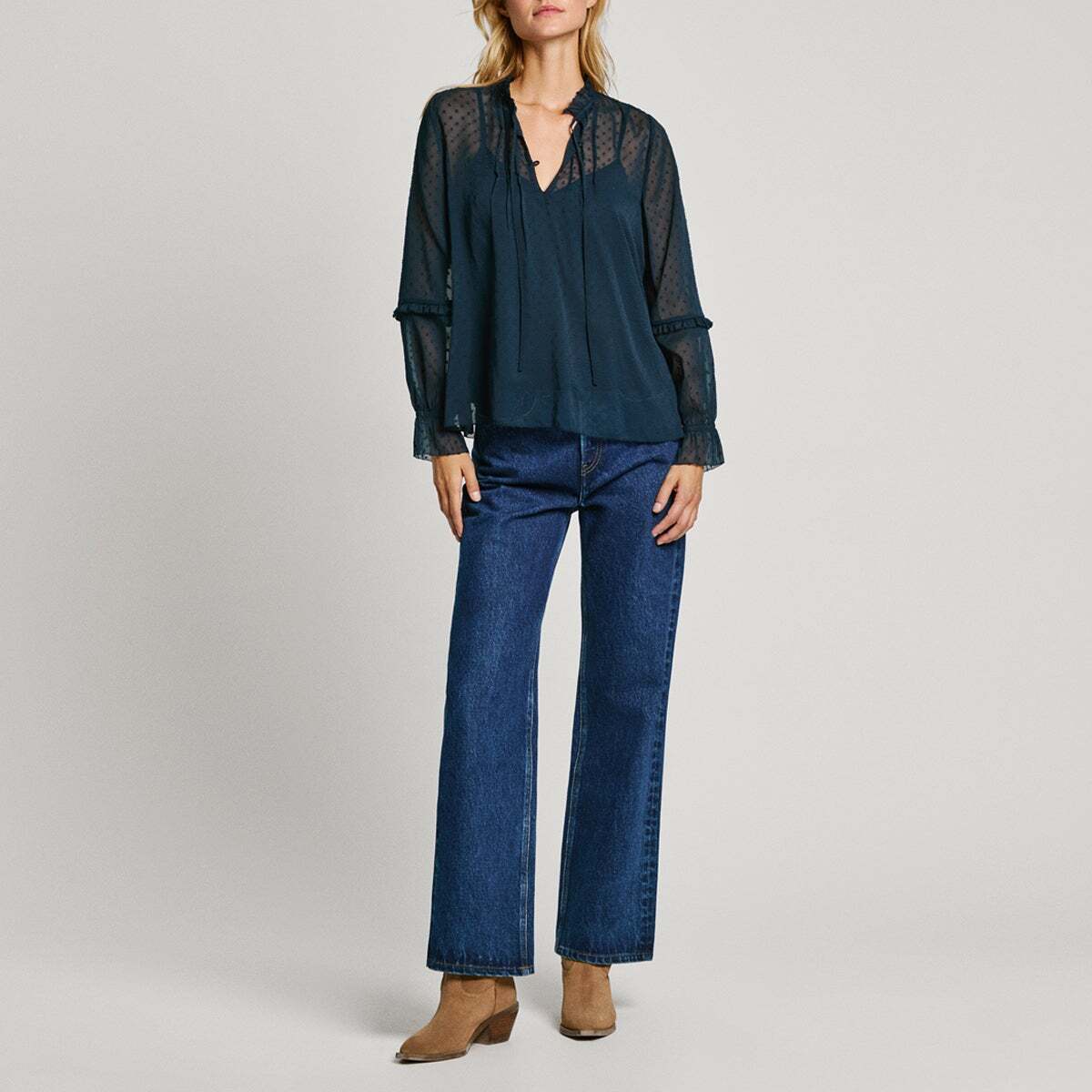 Blouse Semi-Transparente À Pois bleu dulwich, PEPE JEANS