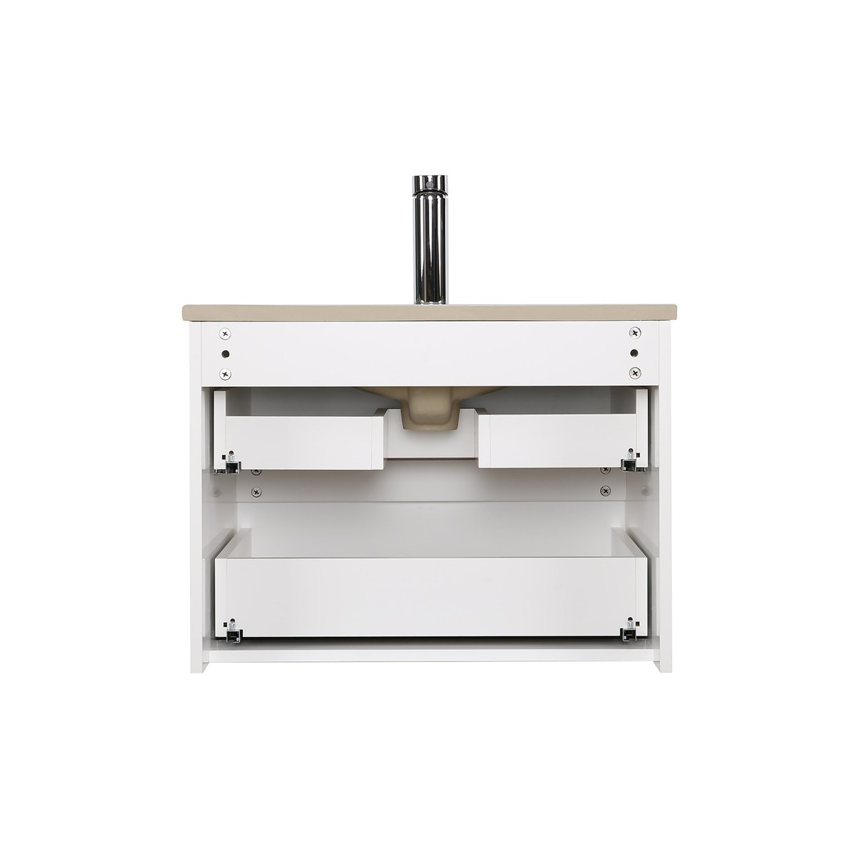 Ensemble meuble simple vasque 60 cm + robinet + miroir SORRENTO blanc brillant, MOB IN