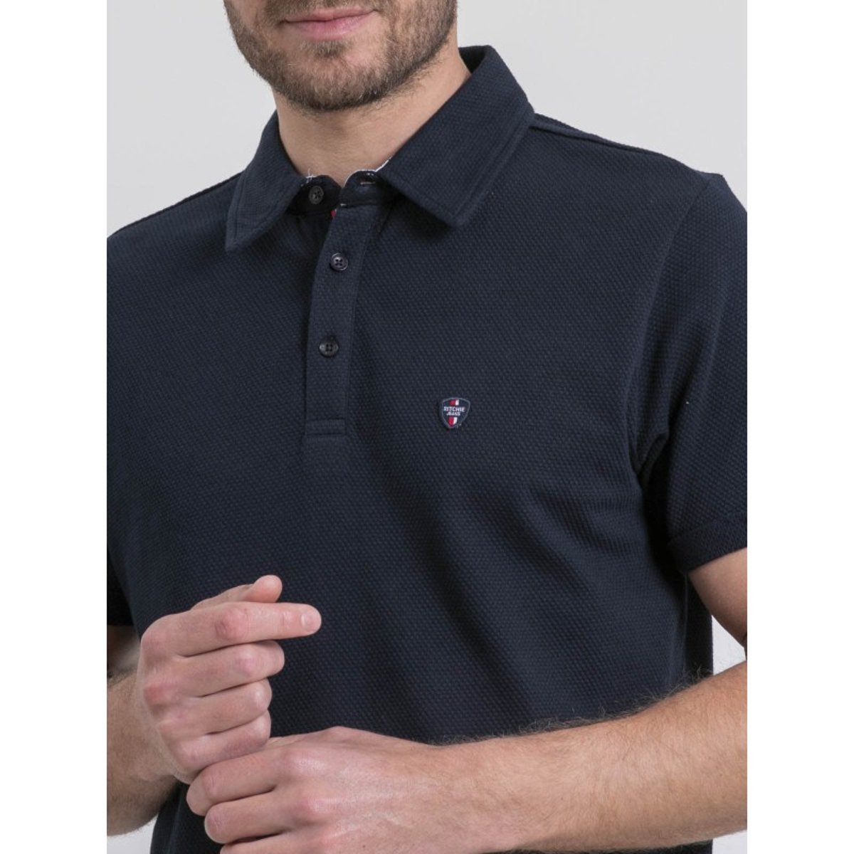 Polo Manches Courtes Pur Coton Pouloan bleu marine, RITCHIE