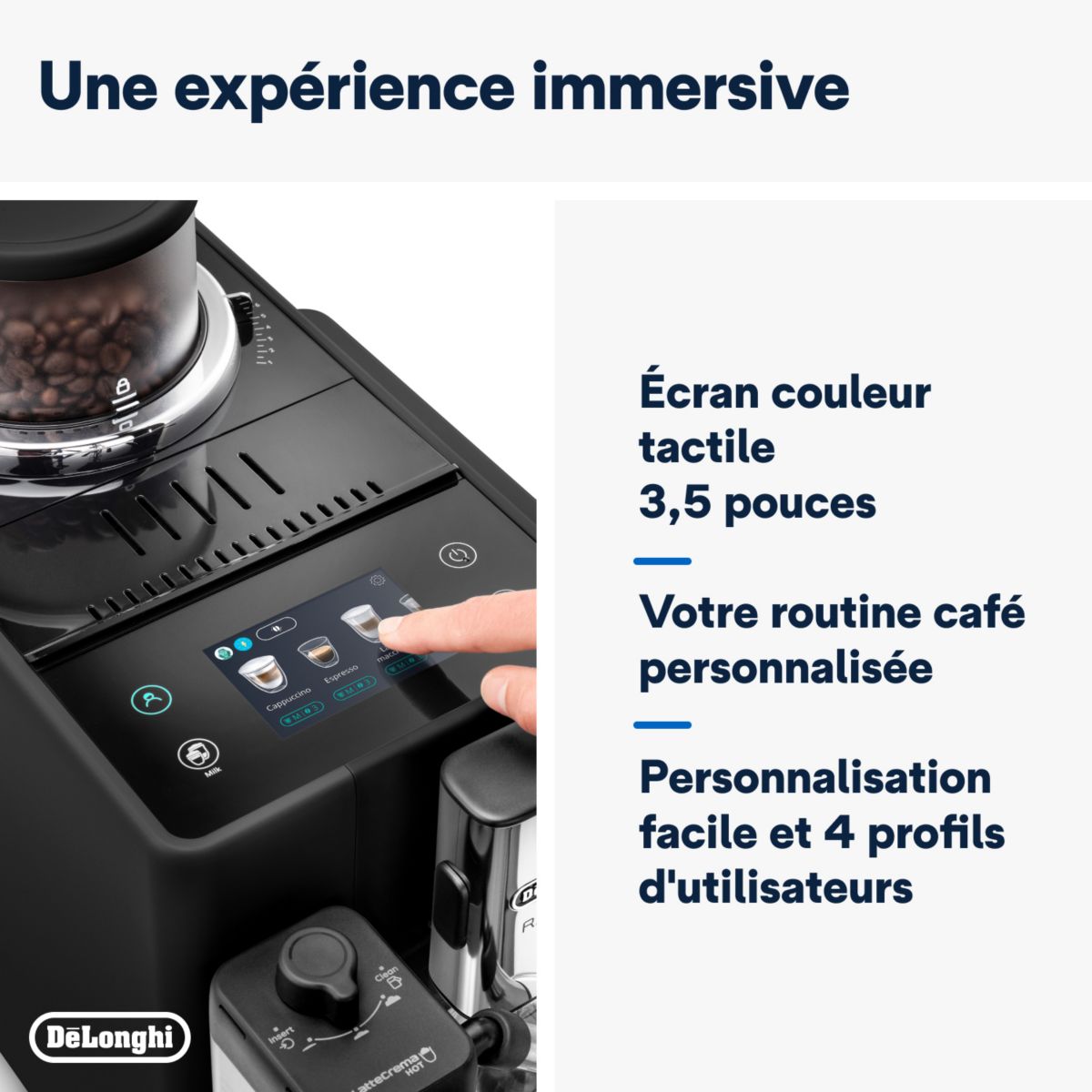 Expresso Broyeur FEB4455.B Rivelia Latte Noire couleur unique, DELONGHI