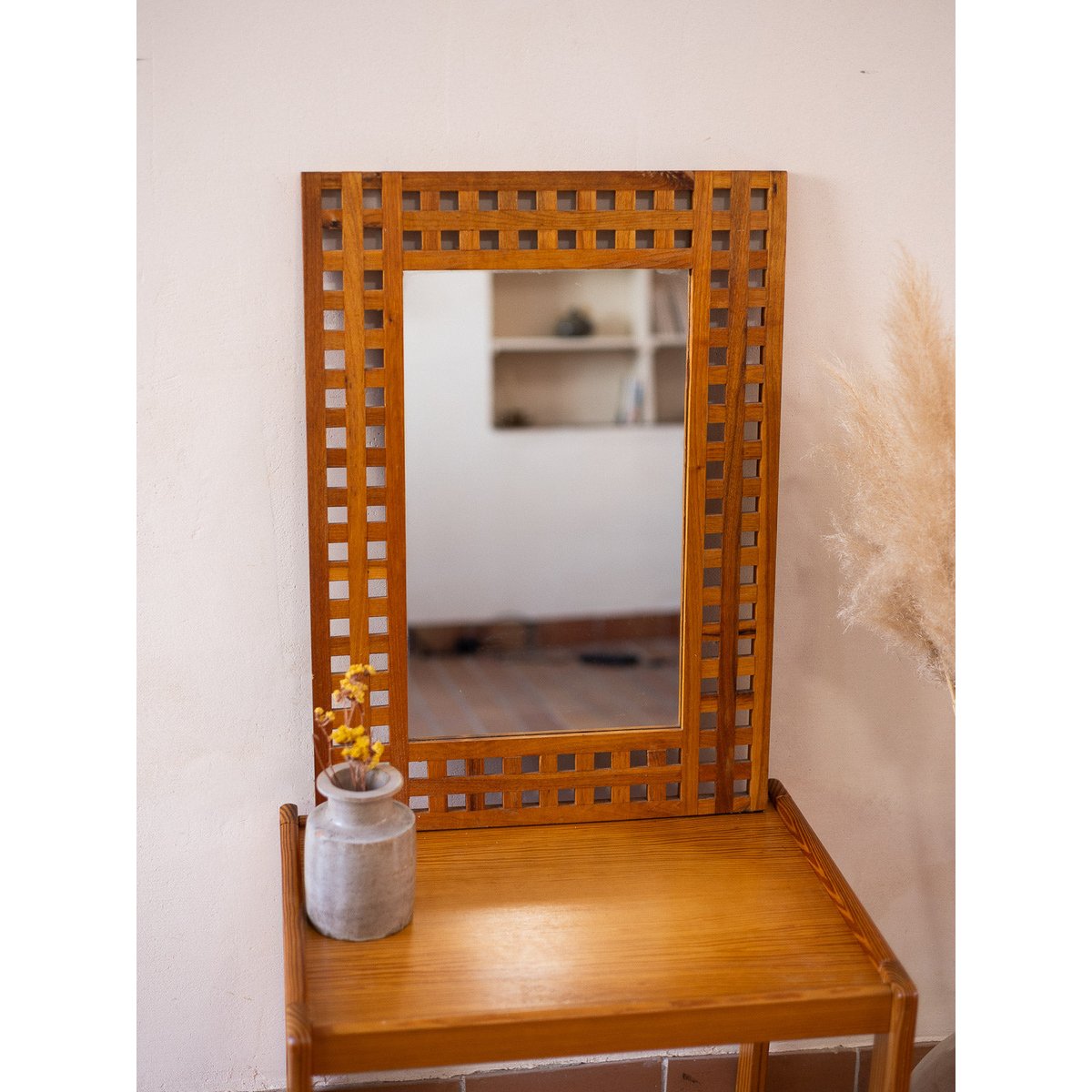 Miroir atypique Igor N°1151 - Bon état bois clair, DEBONGOUT