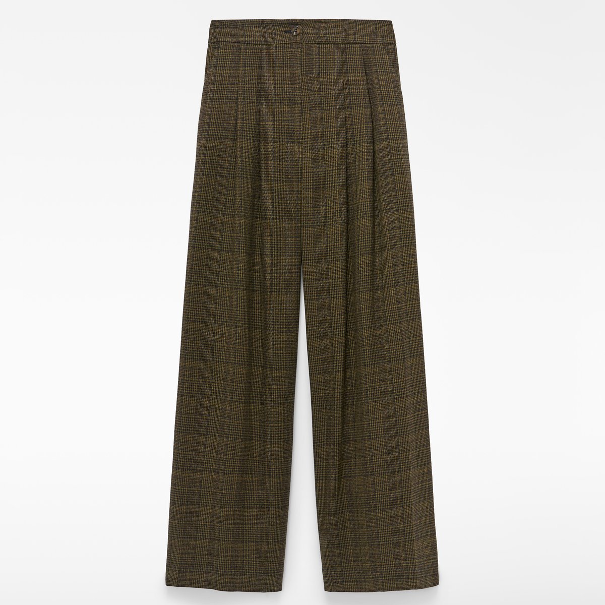 Pantalon à jambes larges à carreaux vert à carreaux, ADOLFO DOMINGUEZ