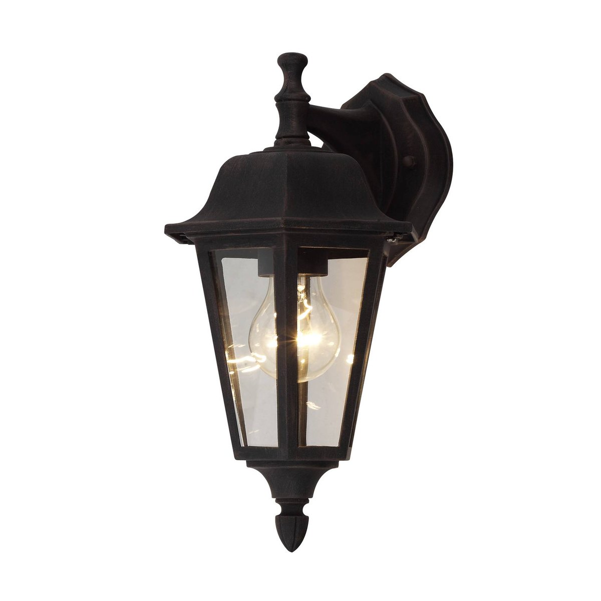 Applique extérieure en aluminium antique noir-rouille, clair, LINDBY