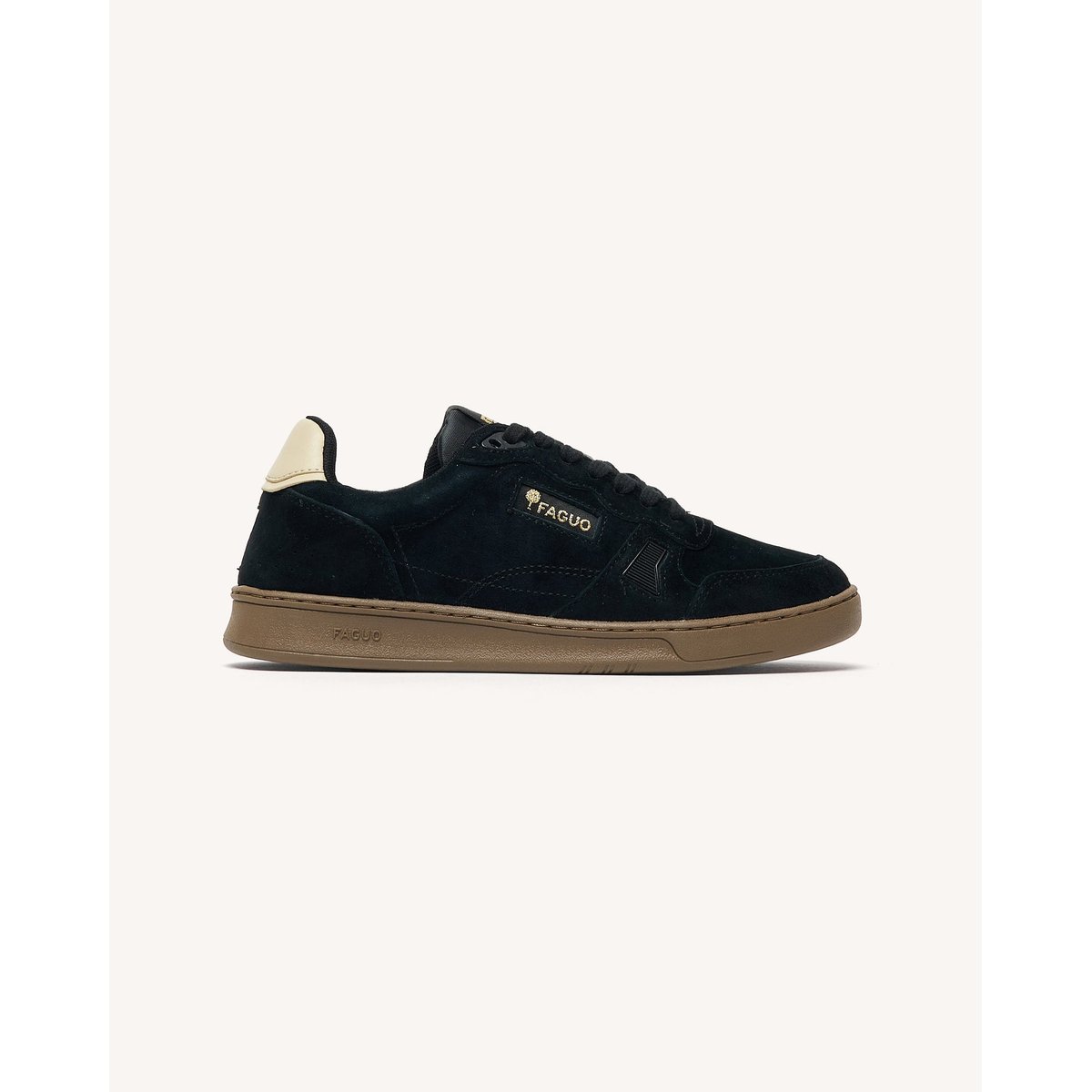 Baskets basses en cuir nubuck noir, FAGUO