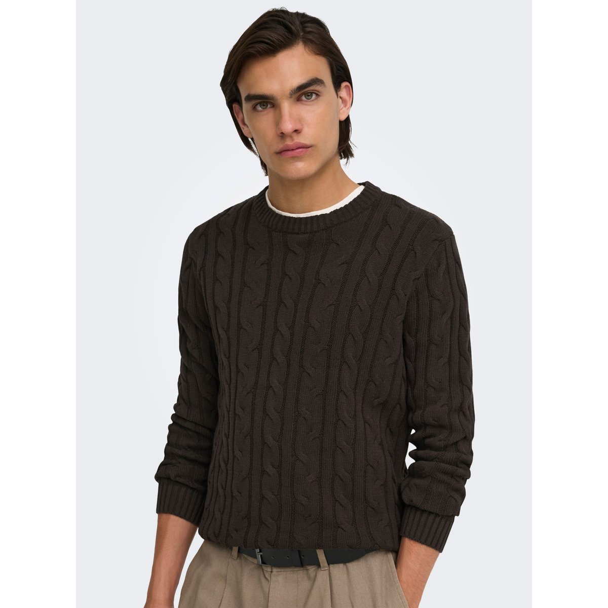 Pull En Maille marron - coffee bean 1, ONLY & SONS