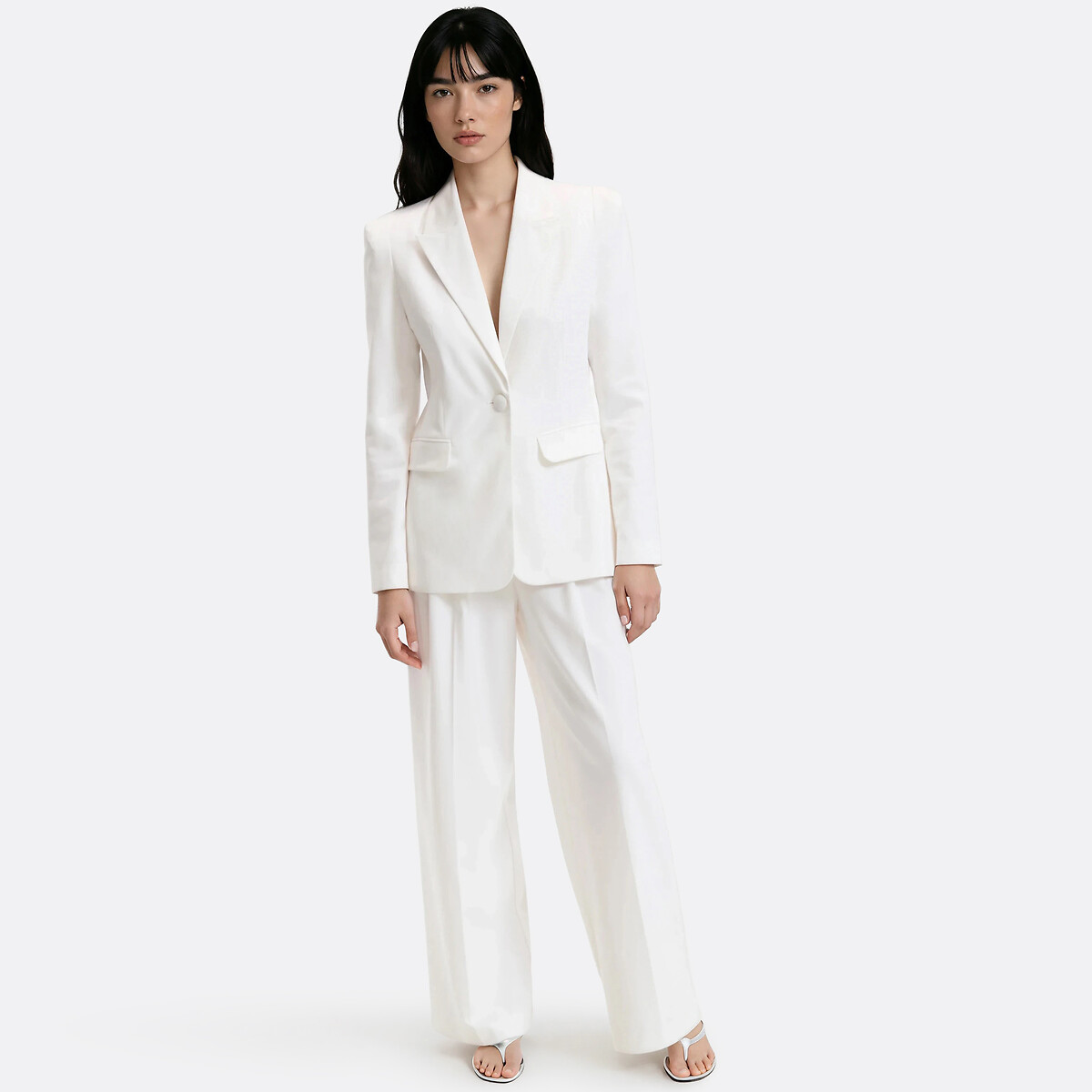 Blazer long coupe cintrée blanc, LA REDOUTE COLLECTIONS