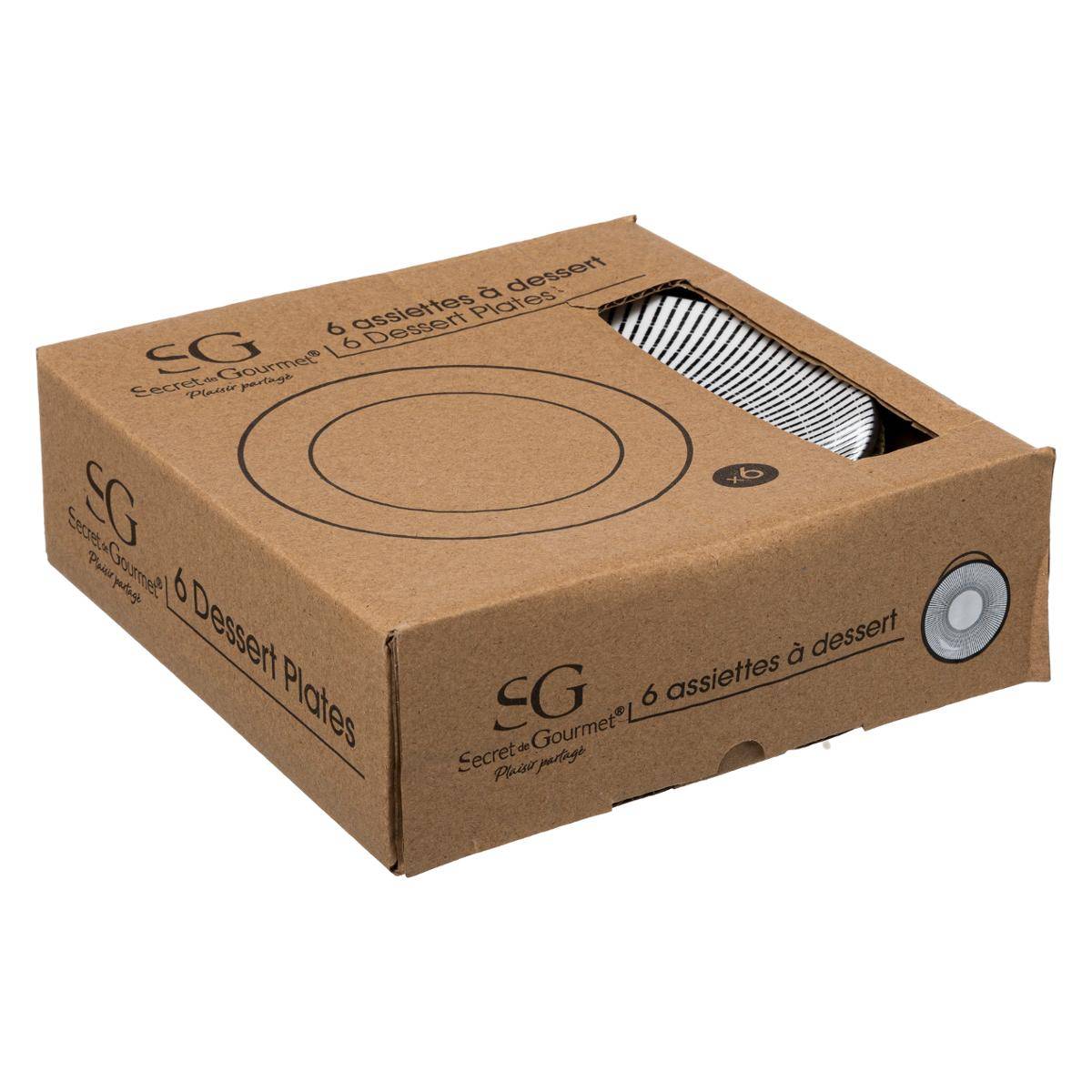 Lot de 6 assiettes en porcelaine LUNIS multicolore, SECRET DE GOURMET