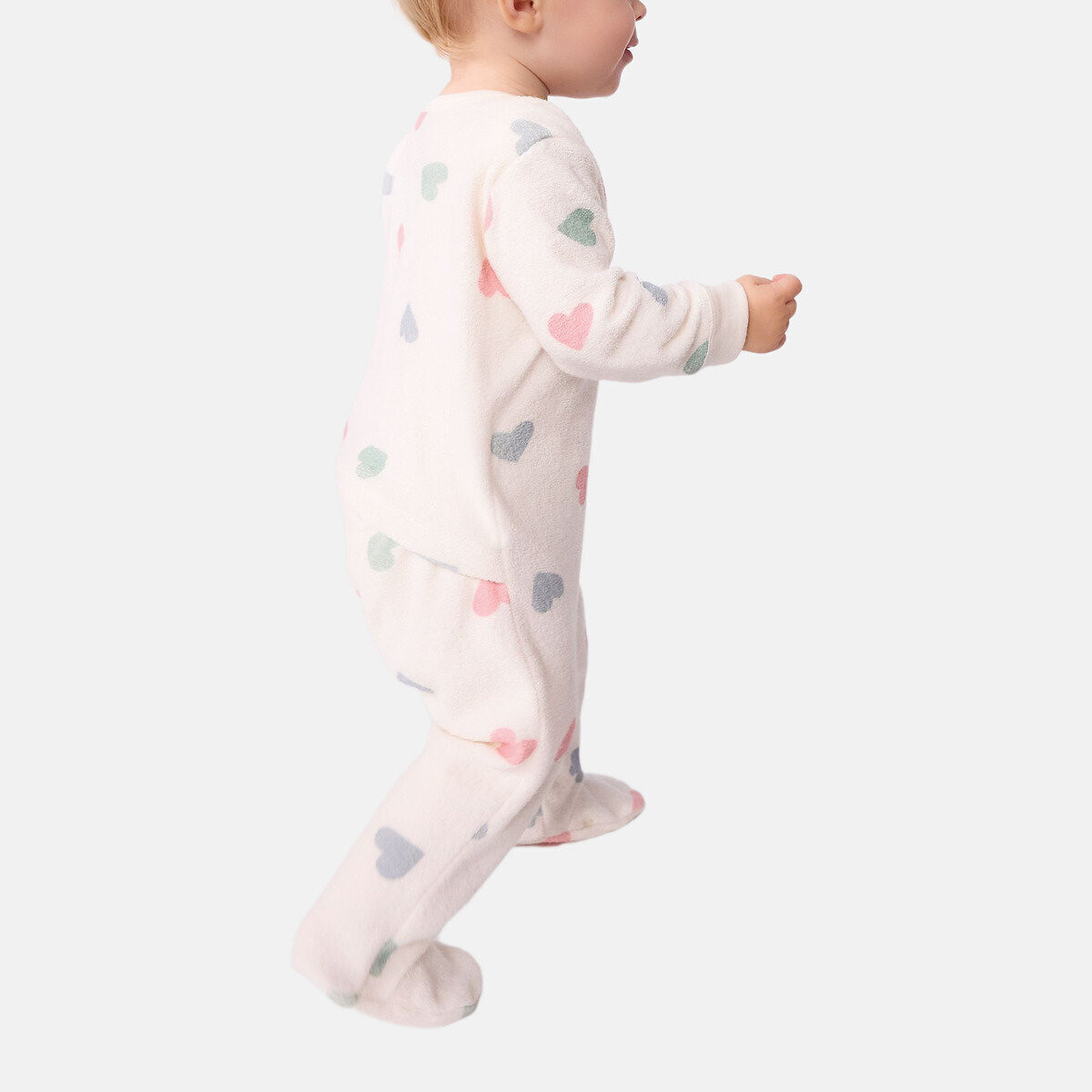 Pyjama en coton éponge, imprimé coeurs imprimé coeur, PETIT BATEAU