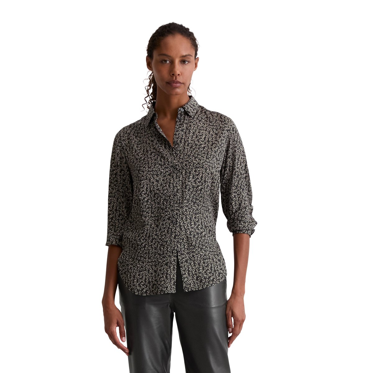 Blouse imprimée relaxed en LENZING™ ECOVERO™ dunkelgrau, MARC O'POLO