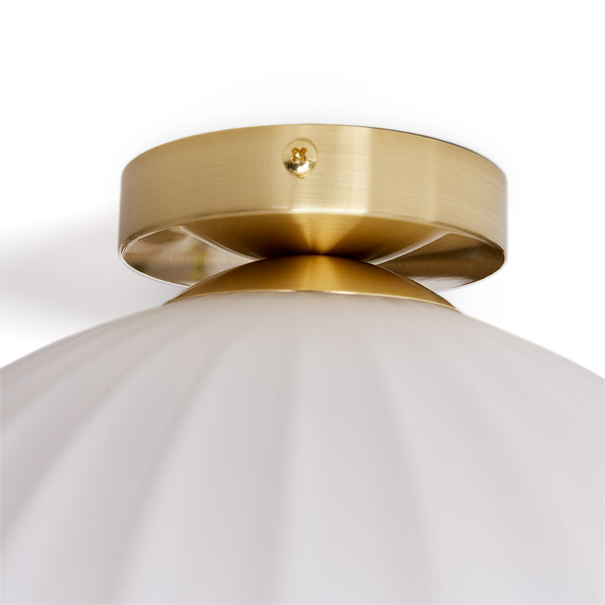 Plafonnier ou applique, en laiton et verre opaline, AMIA blanc/laiton, LA REDOUTE INTERIEURS