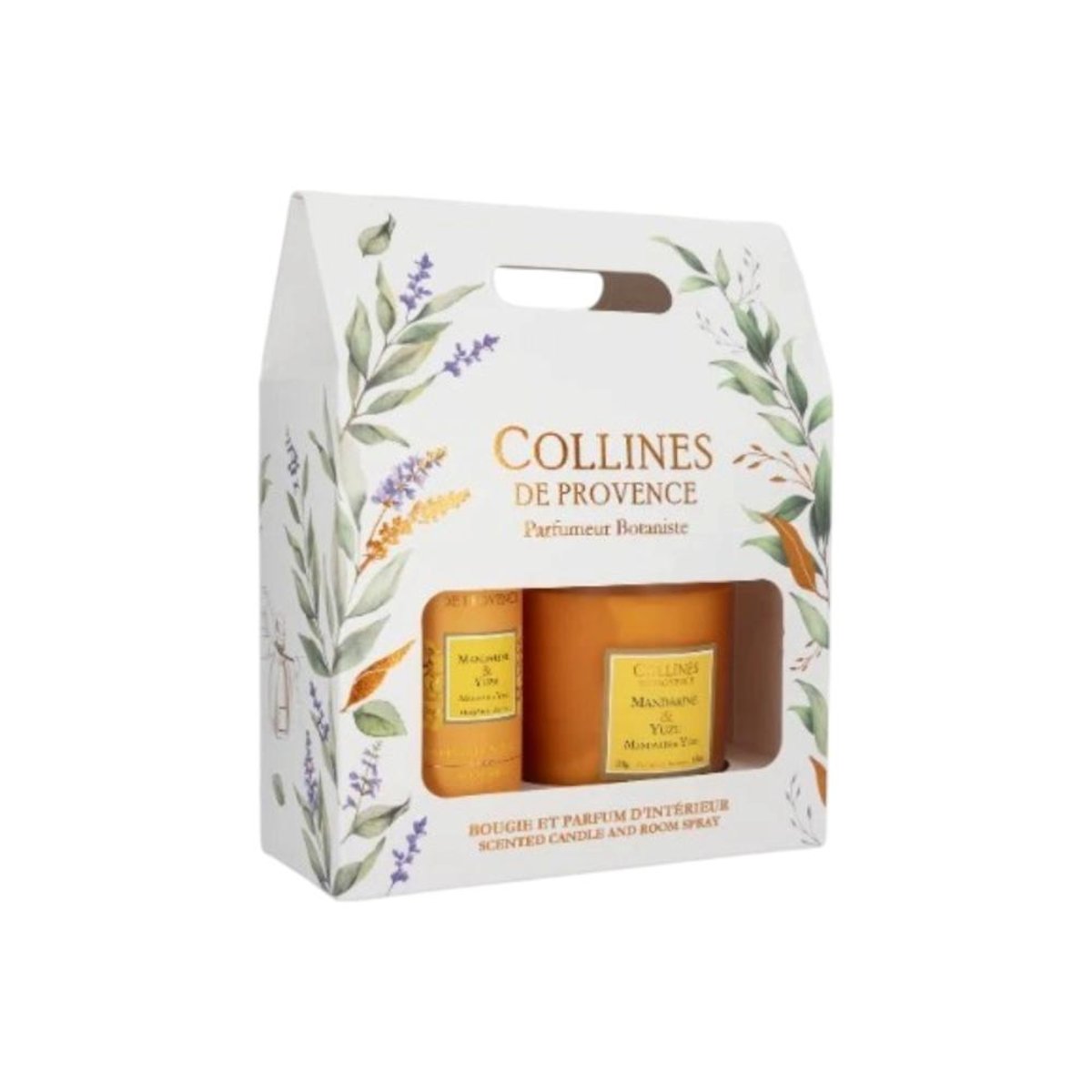 Parfum d'intérieur - Coffret Parfum d'intérieur et bougie Mandarine & Yuzu orange, COLLINES DE PROVENCE
