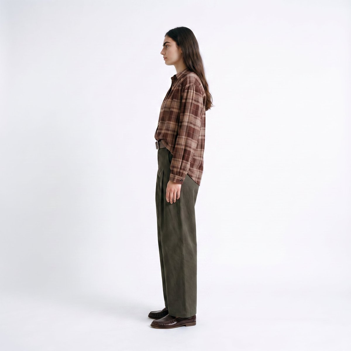 Chemise à carreaux, col classique et manches longues OLERIE marron, ARTLOVE