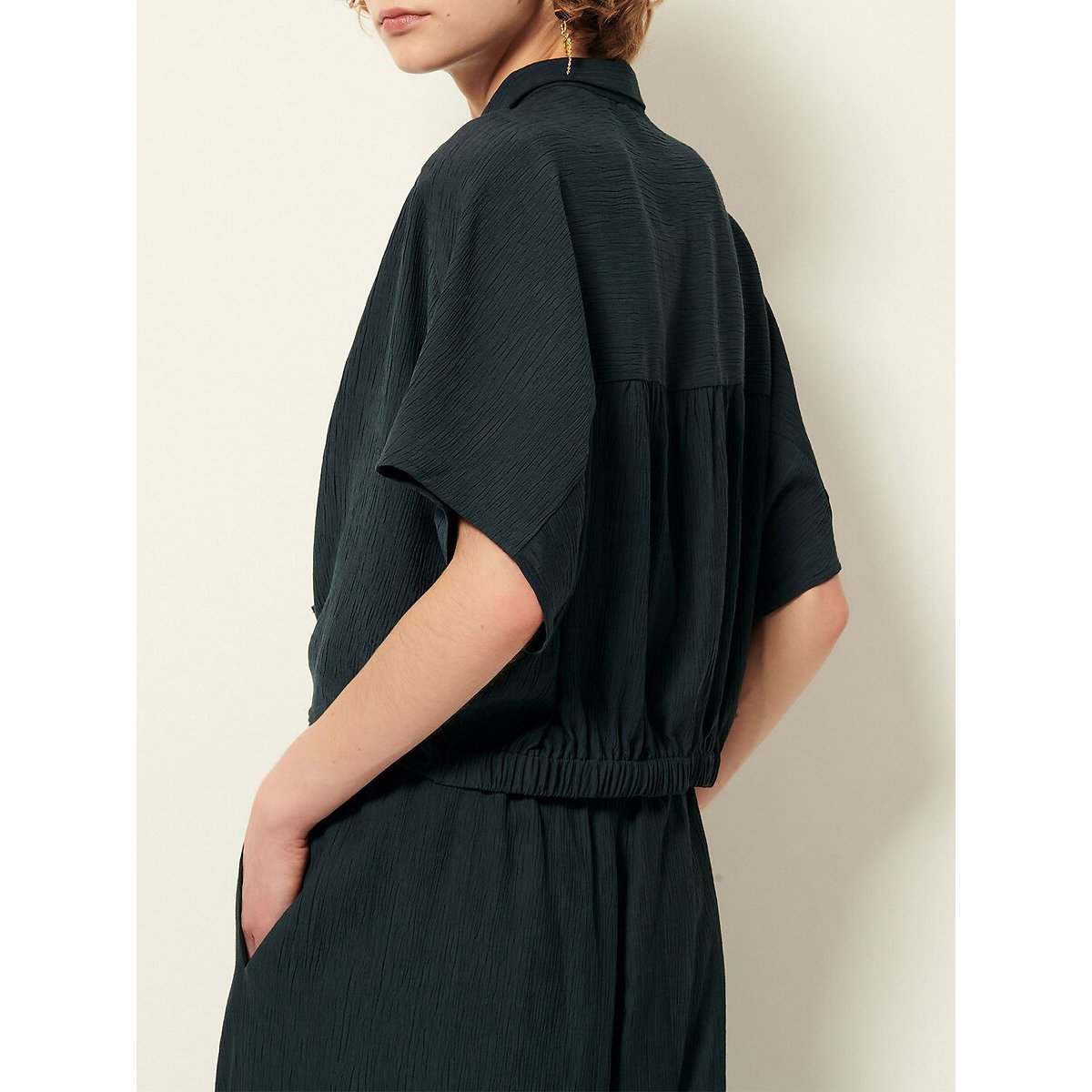 Chemise courte nouée en crépon, à manches courtes, ALFASSA 90009913, SESSUN