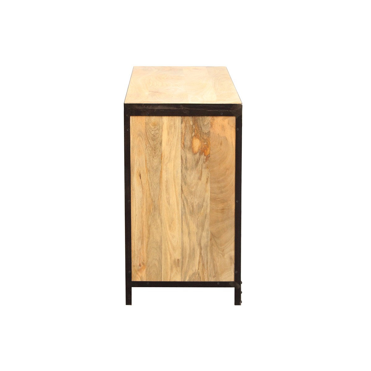 Commode industrielle en bois manguier massif et métal noir 6 tiroirs L130 cm INDUSTRIA bois clair / noir, MILIBOO