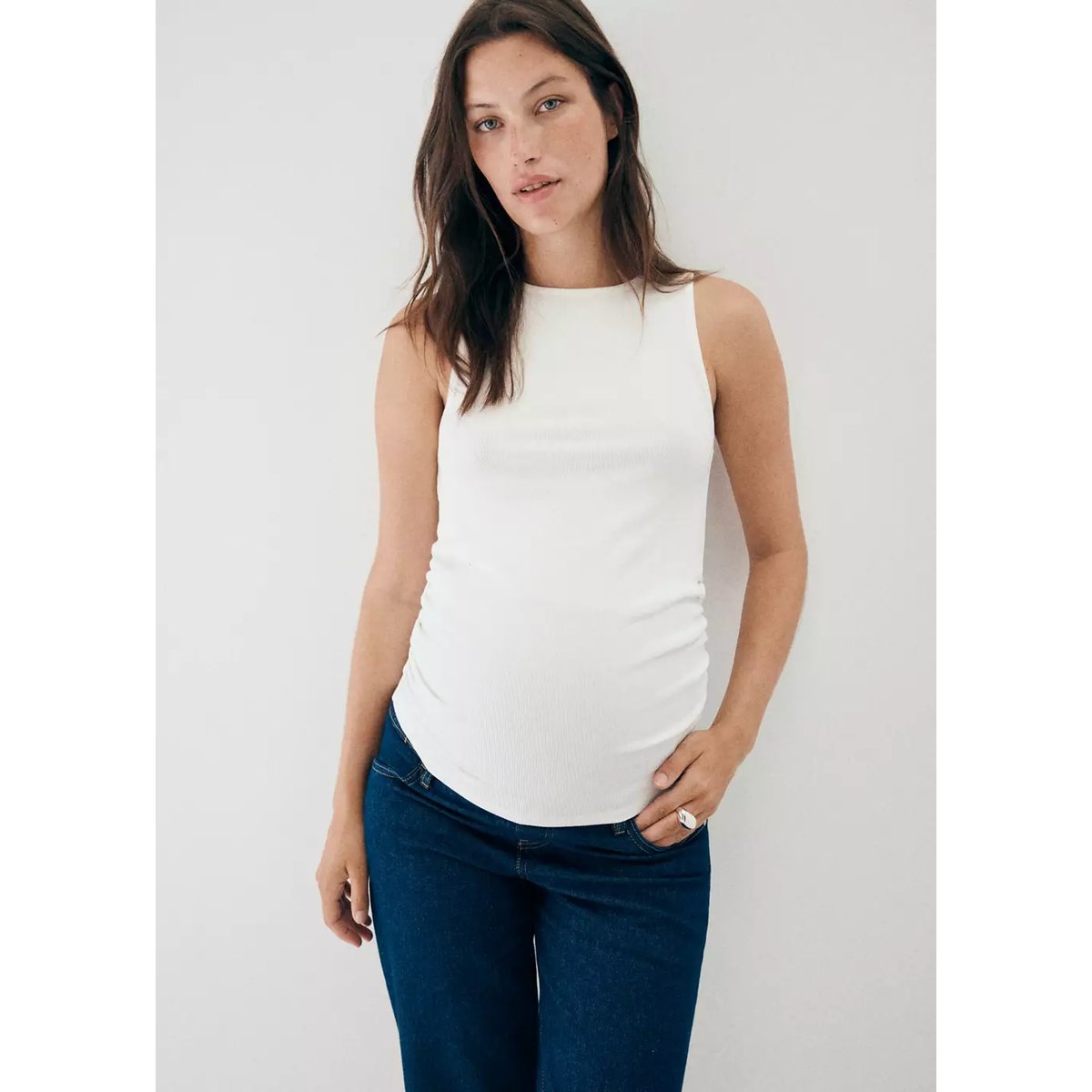 Top détail froncé blanc, MANGO