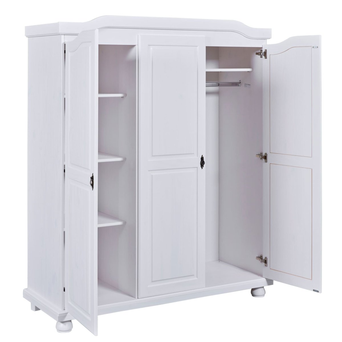 Armoire en bois massif 3 portes blanc, TERRE DE NUIT