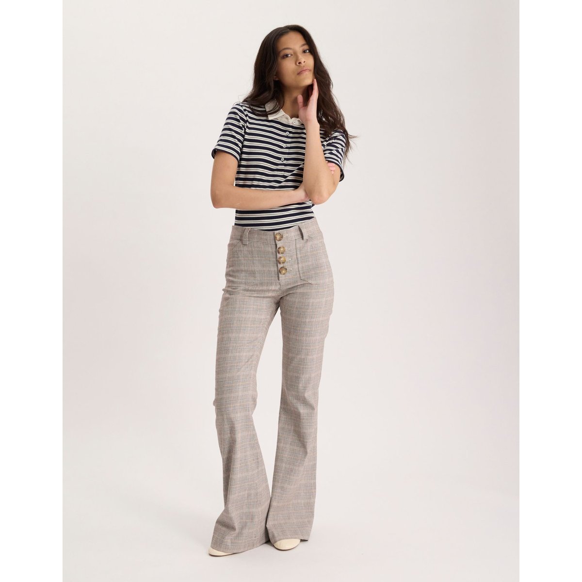 Pantalon Charlotte en coton marron, INES DE LA FRESSANGE PARIS