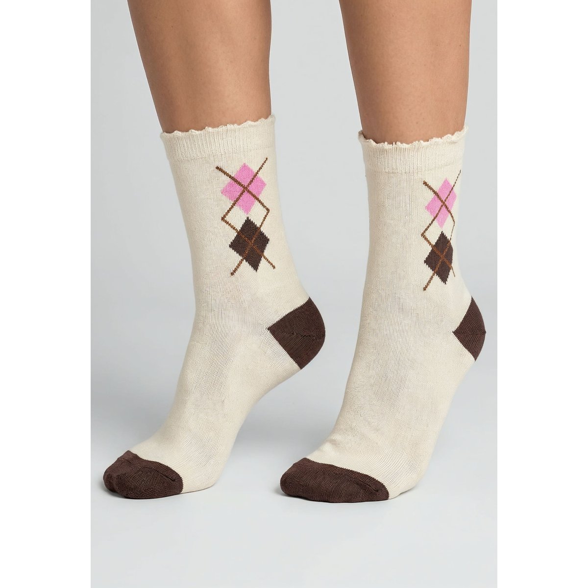 Chaussettes femme motif losanges DIAMOND rose, DEELUXE