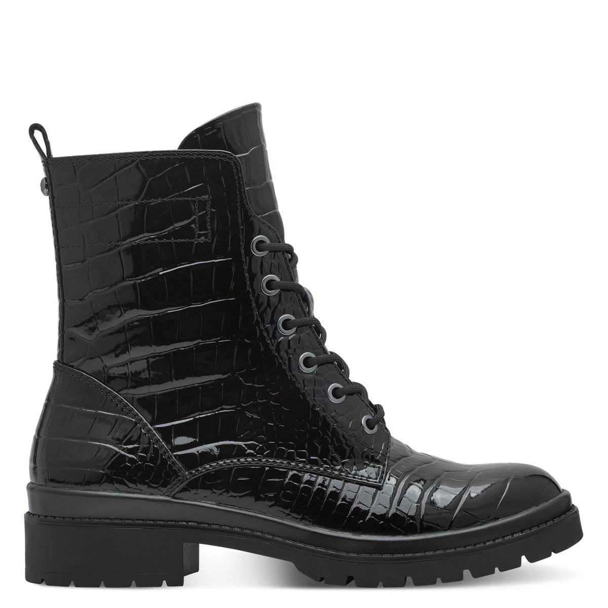Bottine à talon noir croco, TAMARIS
