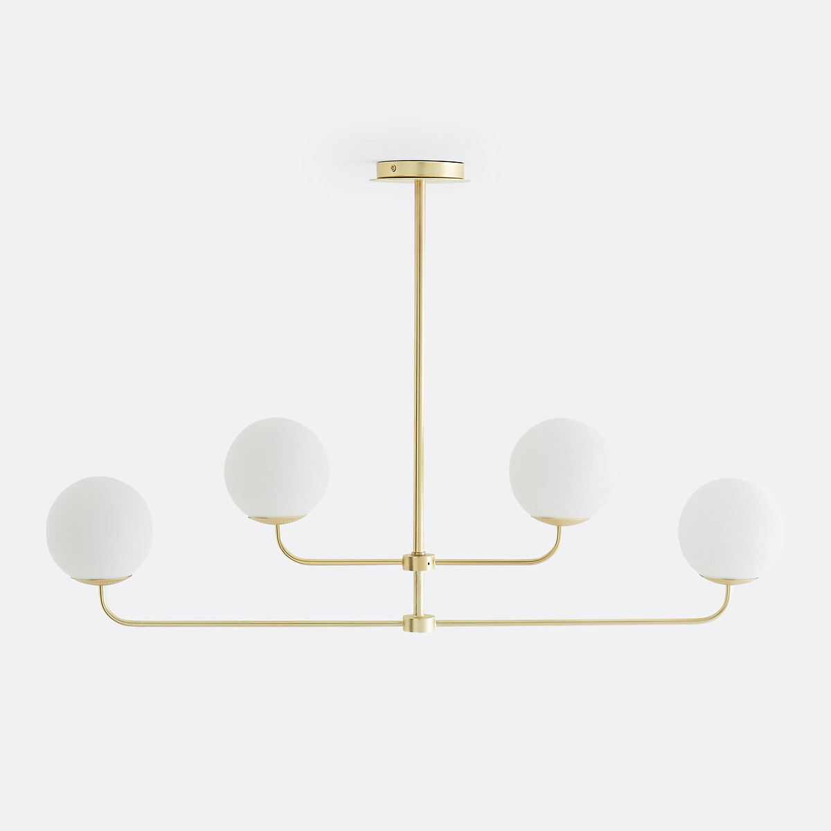 Suspension laiton et verre opaline, Moricio blanc, LA REDOUTE INTERIEURS