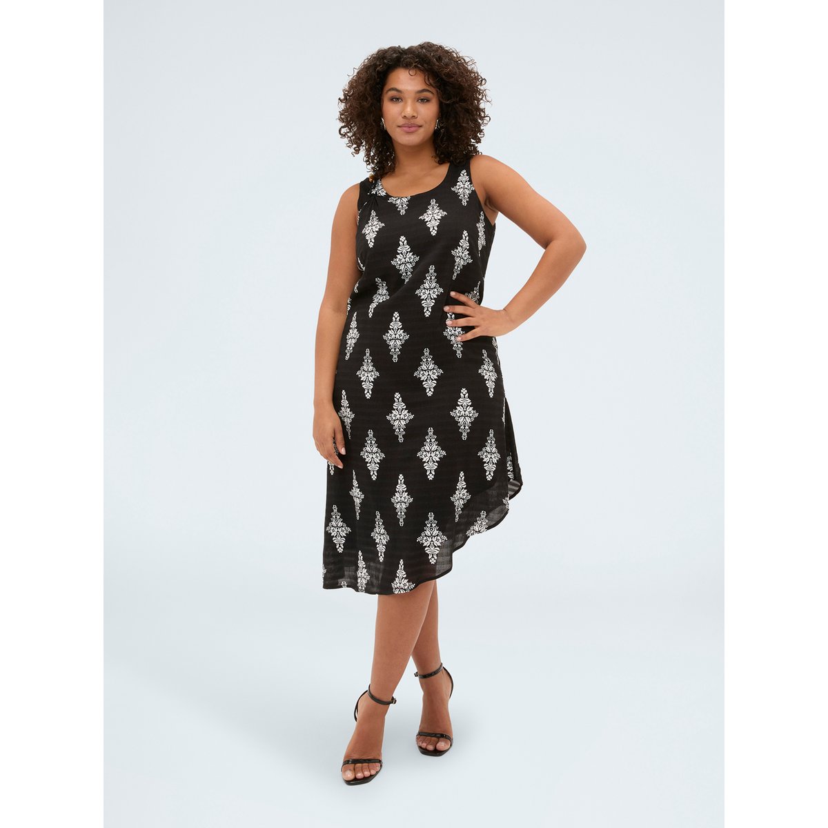 Robe sans manches à imprimé noir, FIORELLA RUBINO