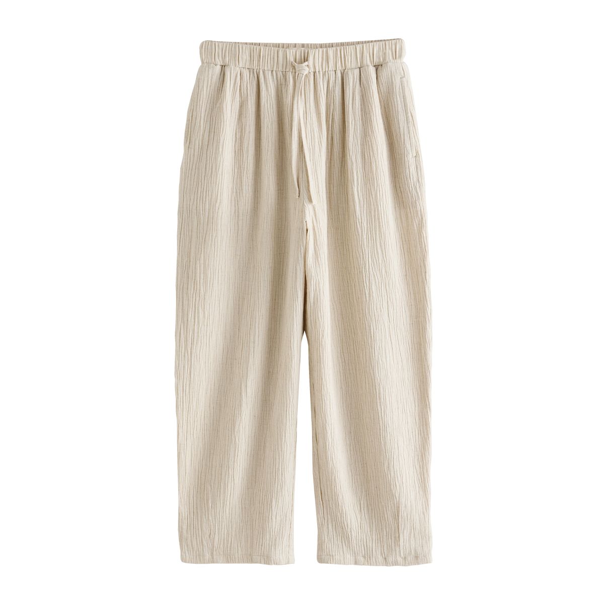 Pantalon bouffant en lin mélangé, lot de 2 brun chocolat/neutre, NEXT