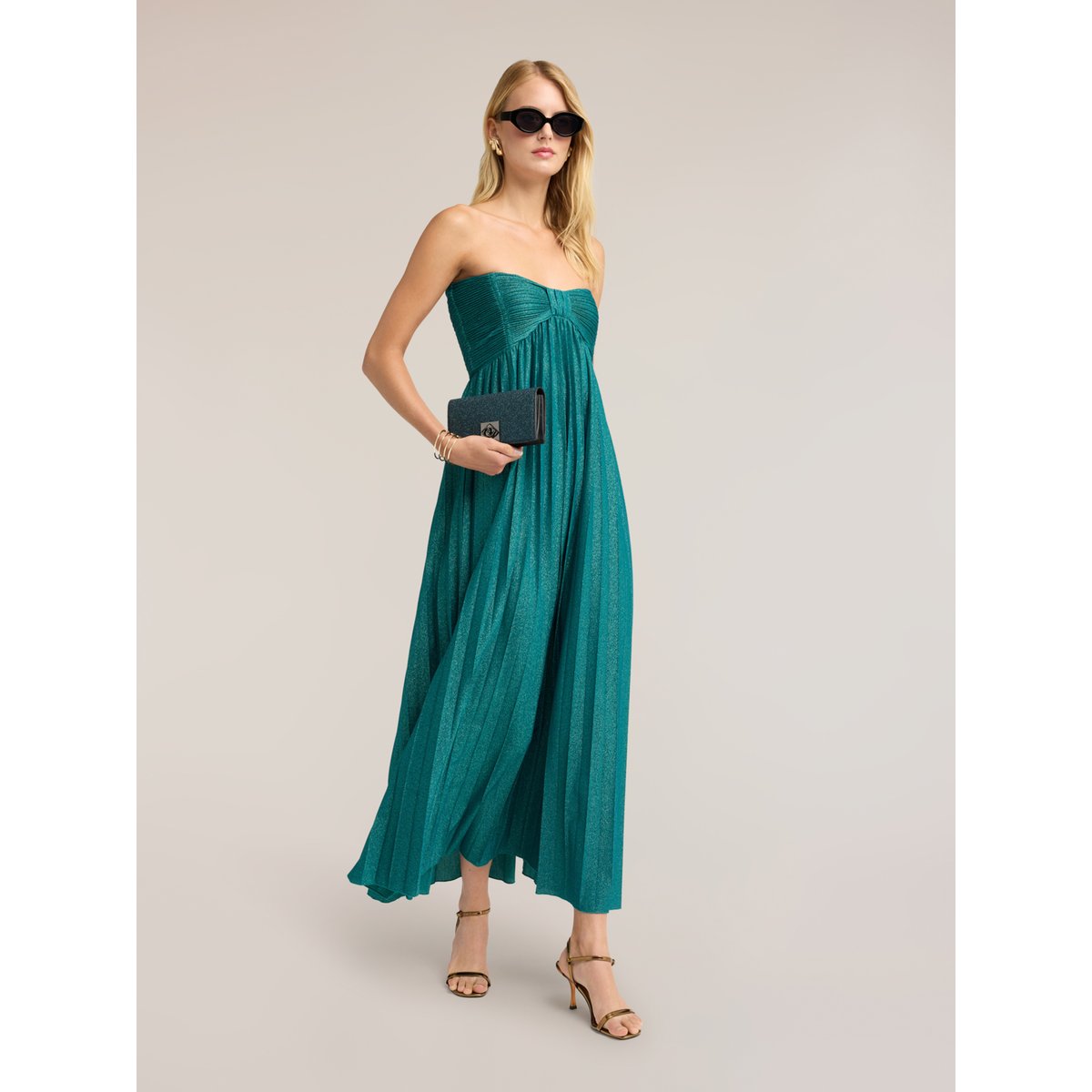 Robe longue plissée vert, MOTIVI