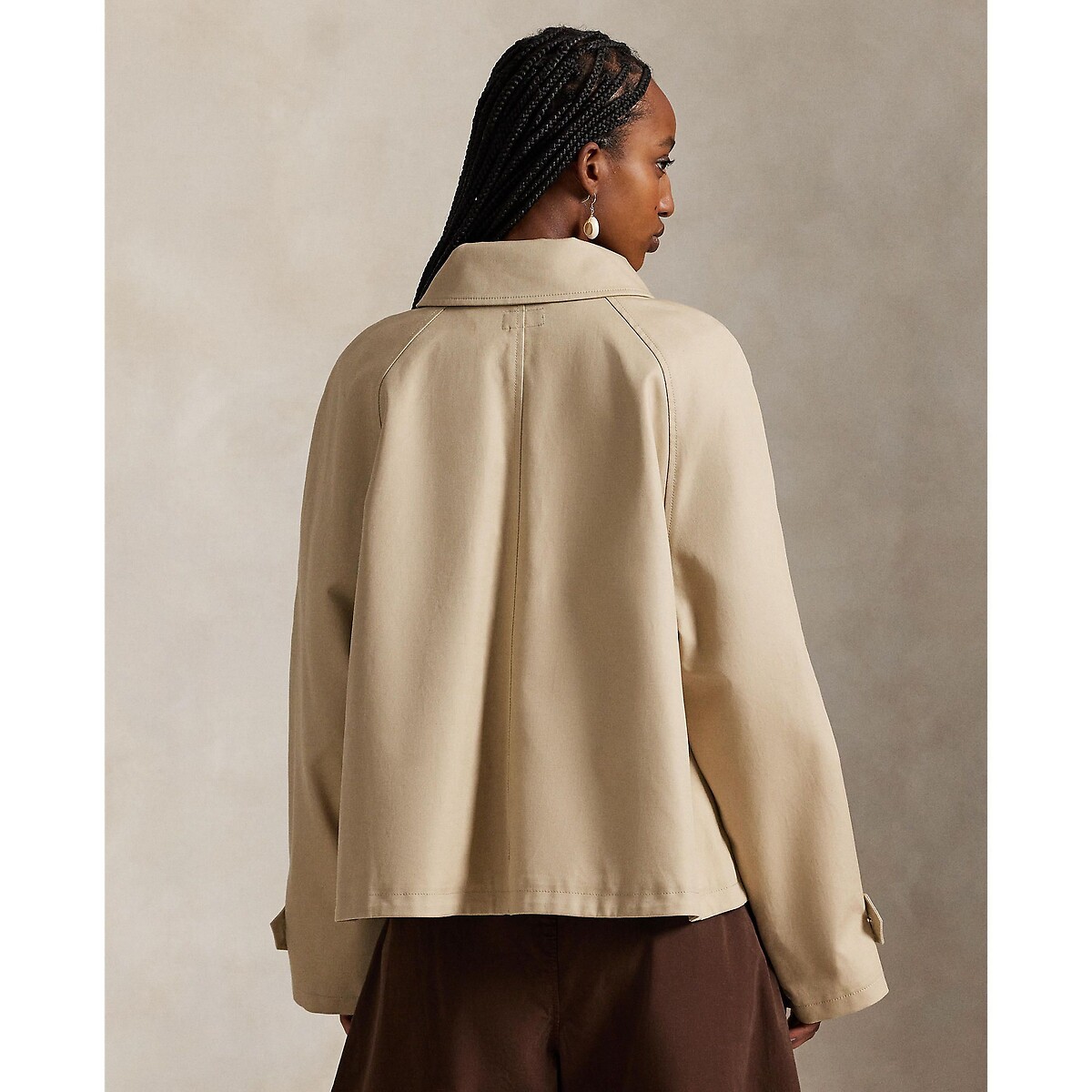 Cotton A-Line Jacket with Button Fastening beige, POLO RALPH LAUREN