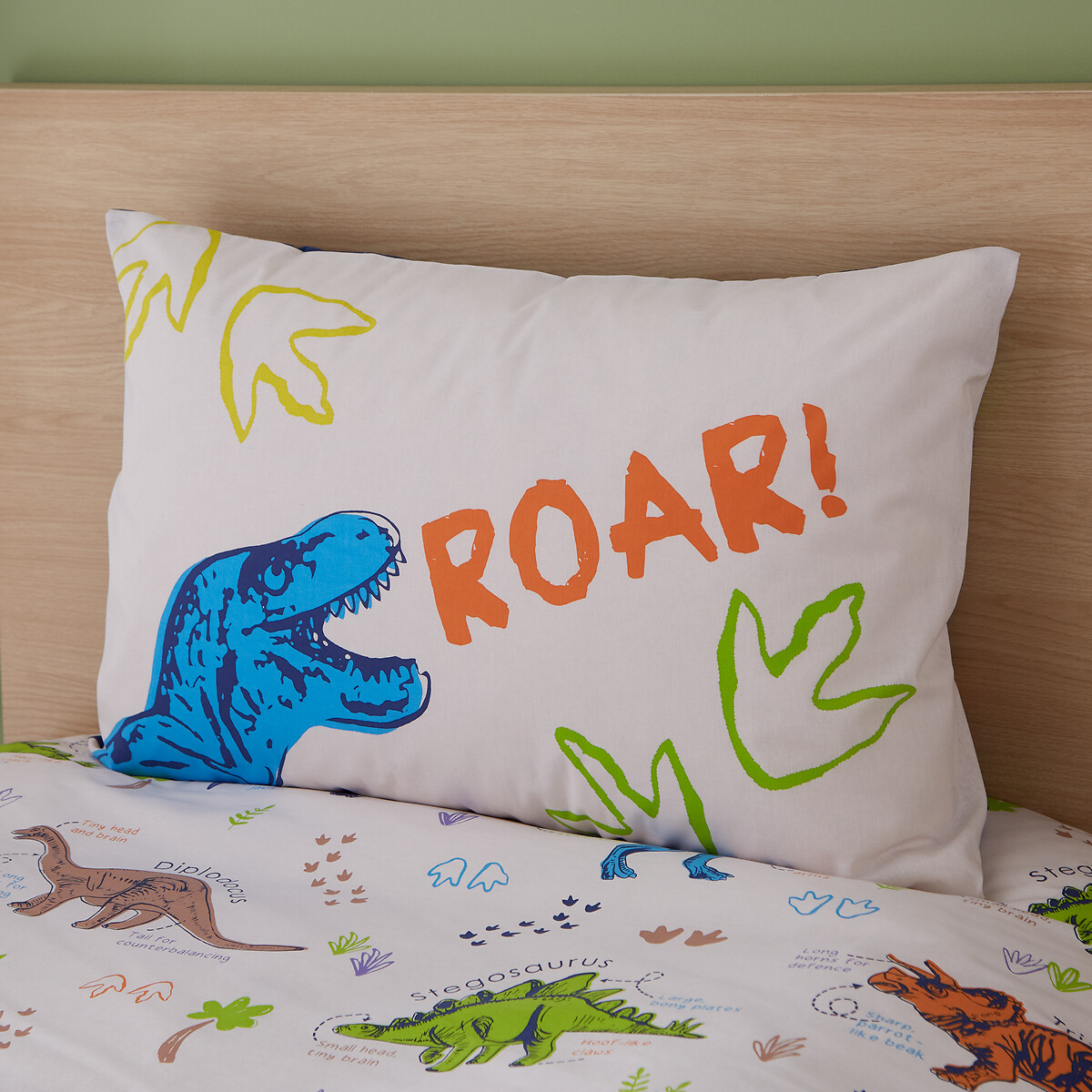 Prehistoric Dinosaurs Kids Duvet Cover and Pillowcase Set natural, CATHERINE LANSFIELD