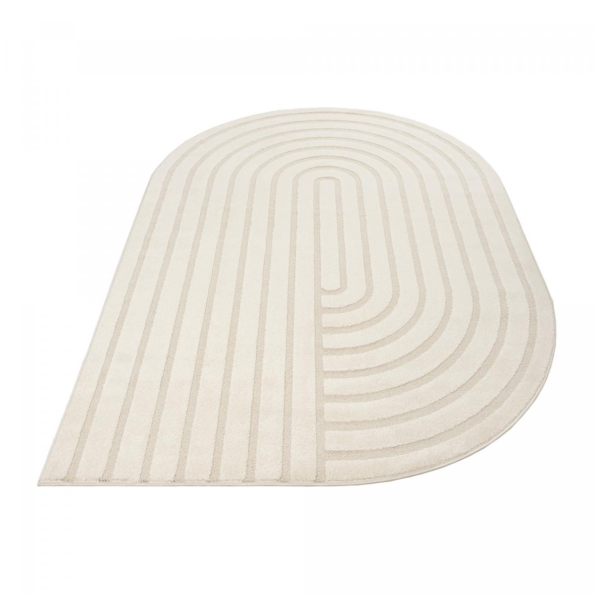 Tapis salon LYN9 SPIRATRO - Tapis forme original en relief crème, UN AMOUR DE TAPIS