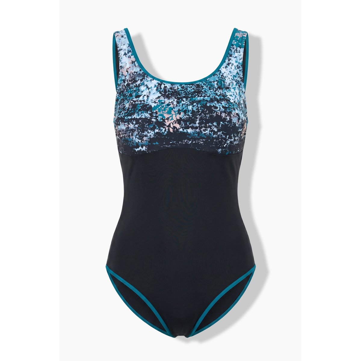 Maillot de bain, motif confettis pétrole foncé, ULLA POPKEN
